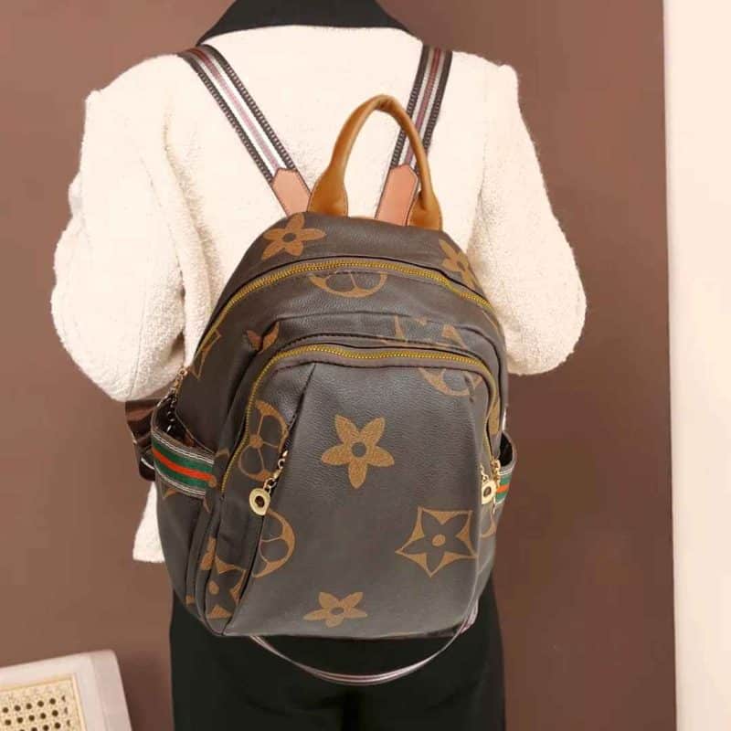 Brown Leather Backpack for College Students