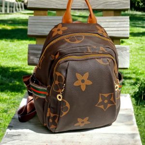 Brown leather backpack For Students