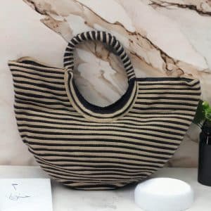 Striped Round Handbag